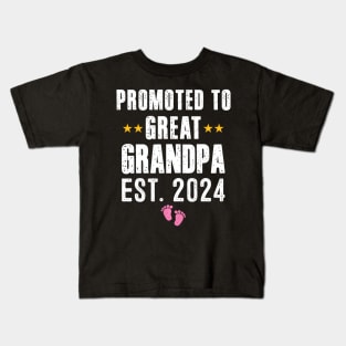 New Grandpa 2024 Promoted To Great Grandpa 2024 It's A Girl Kids T-Shirt